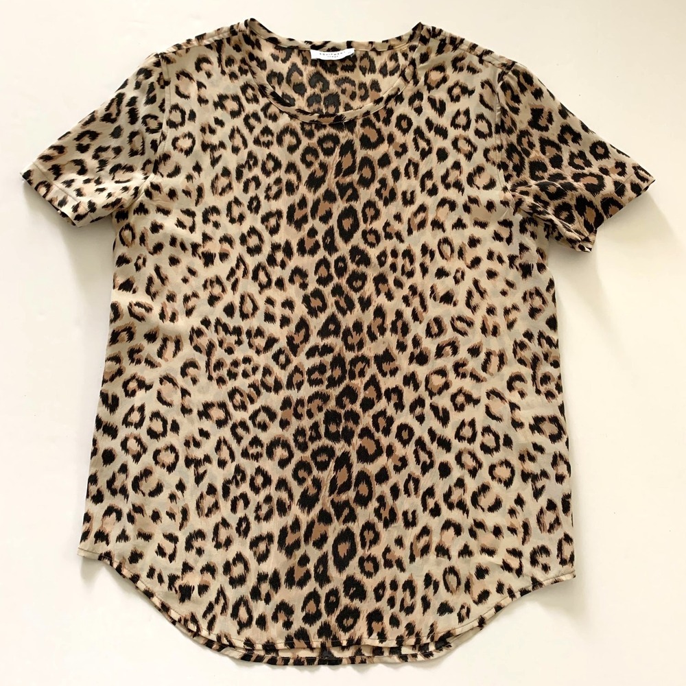 Equipment‎ Femme Riley Silk Tee Top Blouse XS 0 2 4 Leopard Cheetah Animal Print